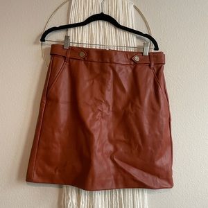 Loft Faux Leather Skirt with POCKETS!